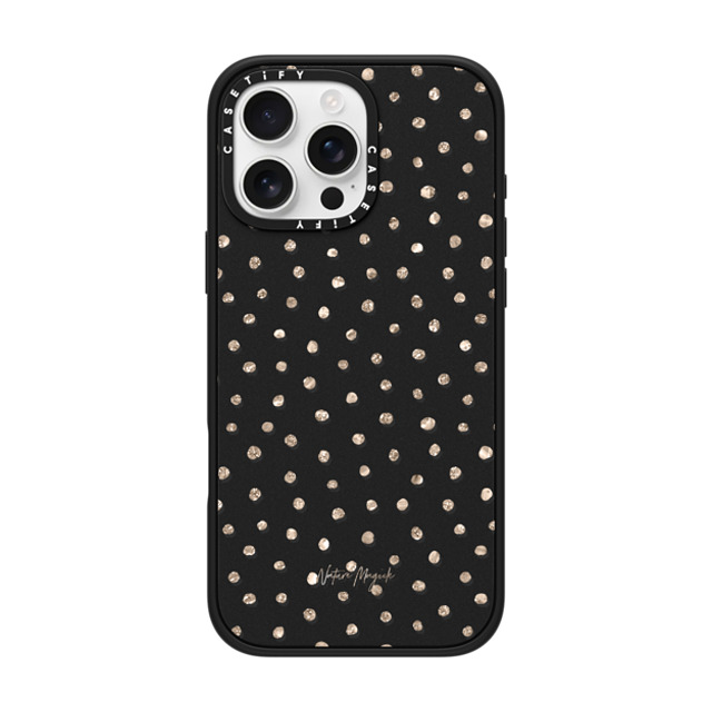 Nature Magick x CASETiFY iPhone 16 Pro Max ケース マットブラック インパクトケース MagSafe対応 Girly Gold Dots by Nature Magick - Shimmery Gold Glitter Polka Dot + Clear