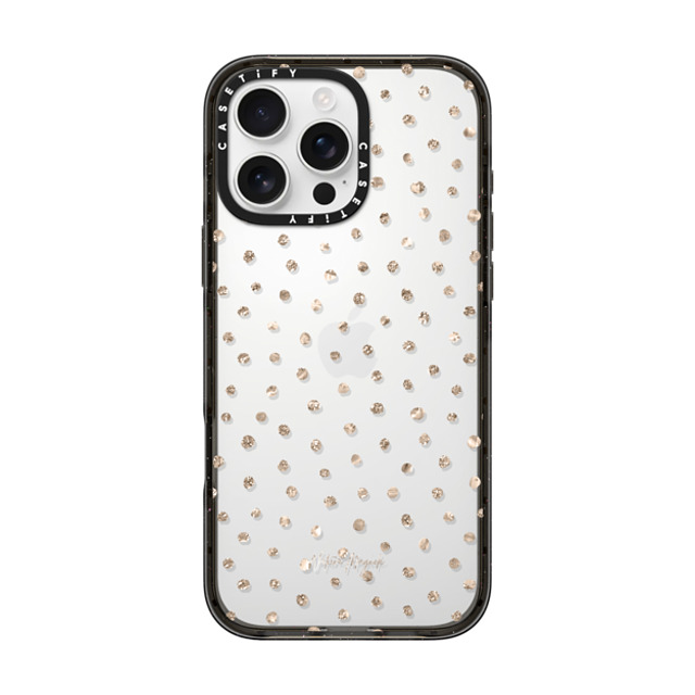 Nature Magick x CASETiFY iPhone 16 Pro Max ケース ブラック インパクトケース Girly Gold Dots by Nature Magick - Shimmery Gold Glitter Polka Dot + Clear