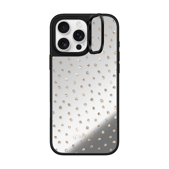 Nature Magick x CASETiFY iPhone 16 Pro Max ケース Silver on Black ミラー リングスタンドケース MagSafe対応 Girly Gold Dots by Nature Magick - Shimmery Gold Glitter Polka Dot + Clear