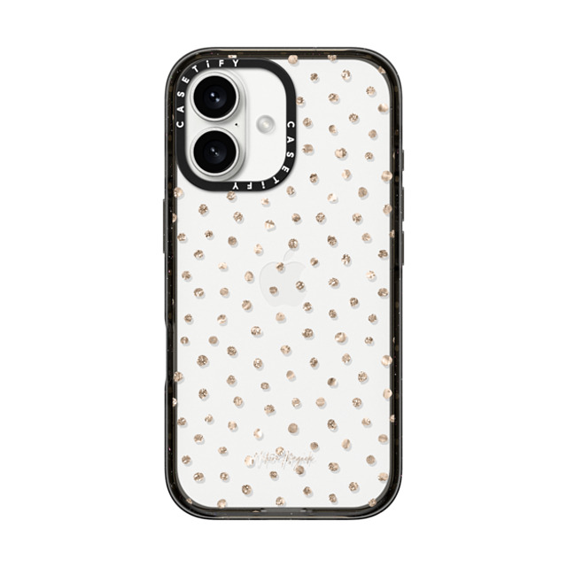 Nature Magick x CASETiFY iPhone 16 ケース ブラック インパクトケース Girly Gold Dots by Nature Magick - Shimmery Gold Glitter Polka Dot + Clear