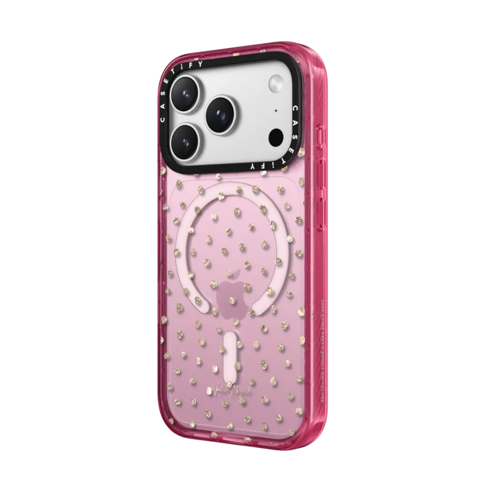 Impact iPhone 17 Pro Max Case MagSafe Compatible - Girly Gold Dots by Nature Magick - Shimmery Gold Glitter Polka Dot + Clear