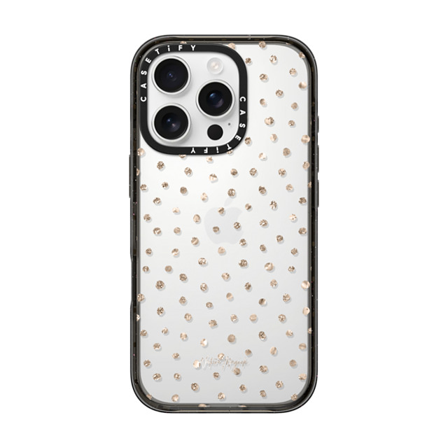 Nature Magick x CASETiFY iPhone 16 Pro ケース ブラック インパクトケース Girly Gold Dots by Nature Magick - Shimmery Gold Glitter Polka Dot + Clear