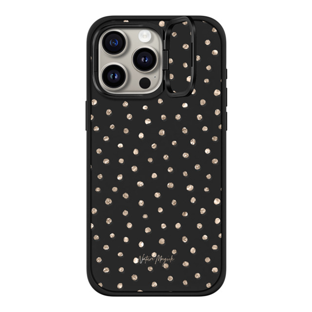 Nature Magick x CASETiFY iPhone 15 Pro Max ケース マットブラック インパクトリングスタンドケース MagSafe対応 Girly Gold Dots by Nature Magick - Shimmery Gold Glitter Polka Dot + Clear