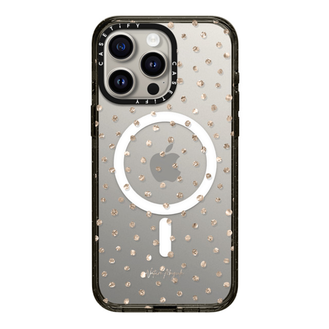 Nature Magick x CASETiFY iPhone 15 Pro Max ケース ブラック インパクトケース MagSafe対応 Girly Gold Dots by Nature Magick - Shimmery Gold Glitter Polka Dot + Clear