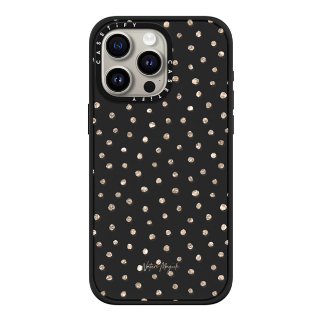 Nature Magick x CASETiFY iPhone 15 Pro Max ケース マットブラック インパクトケース MagSafe対応 Girly Gold Dots by Nature Magick - Shimmery Gold Glitter Polka Dot + Clear