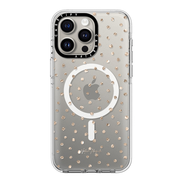 Nature Magick x CASETiFY iPhone 15 Pro Max ケース クリア クリア ケース MagSafe対応 Girly Gold Dots by Nature Magick - Shimmery Gold Glitter Polka Dot + Clear