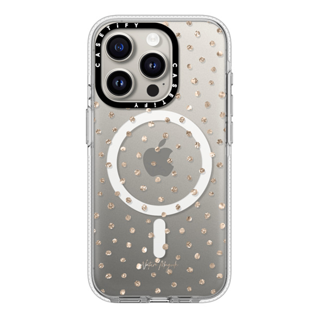 Nature Magick x CASETiFY iPhone 15 Pro ケース クリア クリア ケース MagSafe対応 Girly Gold Dots by Nature Magick - Shimmery Gold Glitter Polka Dot + Clear