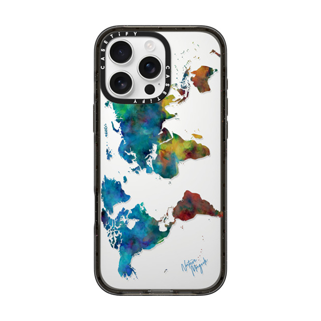Nature Magick x CASETiFY iPhone 16 Pro Max Case Black インパクトケース World Map Rainbow 2 Travel Adventure Watercolor Painting by Nature Magick Mother's Day Nature Magick x CASETiFY iPhone 16 Pro Max Case Black インパクトケース World Map Rainbow 2 Travel Adventure Watercolor Painting by Nature Magick Mother's Day