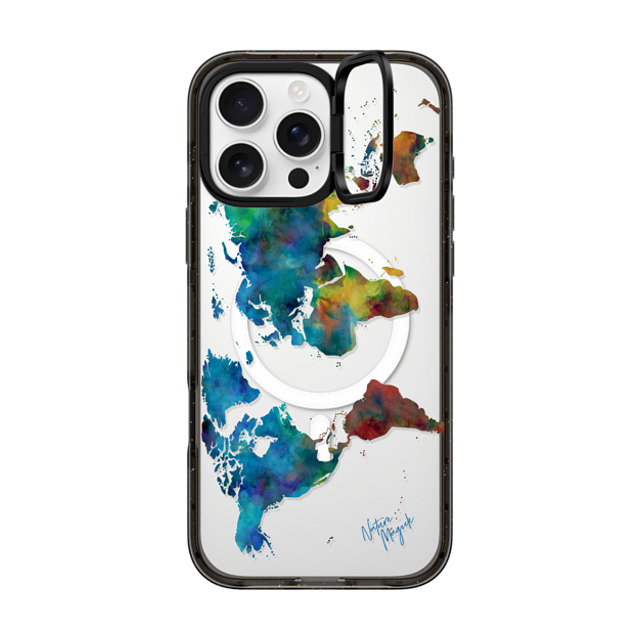 Nature Magick x CASETiFY iPhone 16 Pro Max ケース ブラック インパクトリングスタンドケース MagSafe対応 World Map Rainbow 2 Travel Adventure Watercolor Painting by Nature Magick Nature Magick x CASETiFY iPhone 16 Pro Max ケース ブラック インパクトリングスタンドケース MagSafe対応 World Map Rainbow 2 Travel Adventure Watercolor Painting by Nature Magick