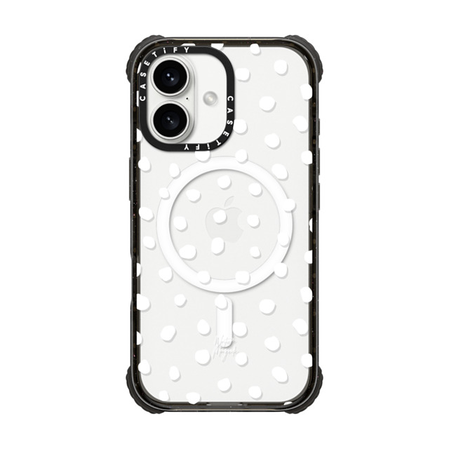 Nature Magick x CASETiFY iPhone 16 ケース ブラック ウルトラ インパクトケース MagSafe 対応 Mod Dot by Nature Magick - White + Clear