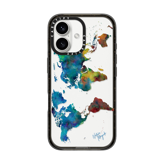Nature Magick x CASETiFY iPhone 16 Case Black インパクトケース World Map Rainbow 2 Travel Adventure Watercolor Painting by Nature Magick Mother's Day Nature Magick x CASETiFY iPhone 16 Case Black インパクトケース World Map Rainbow 2 Travel Adventure Watercolor Painting by Nature Magick Mother's Day