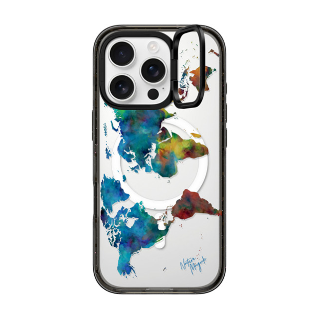 Nature Magick x CASETiFY iPhone 16 Pro ケース ブラック インパクトリングスタンドケース MagSafe対応 World Map Rainbow 2 Travel Adventure Watercolor Painting by Nature Magick Nature Magick x CASETiFY iPhone 16 Pro ケース ブラック インパクトリングスタンドケース MagSafe対応 World Map Rainbow 2 Travel Adventure Watercolor Painting by Nature Magick