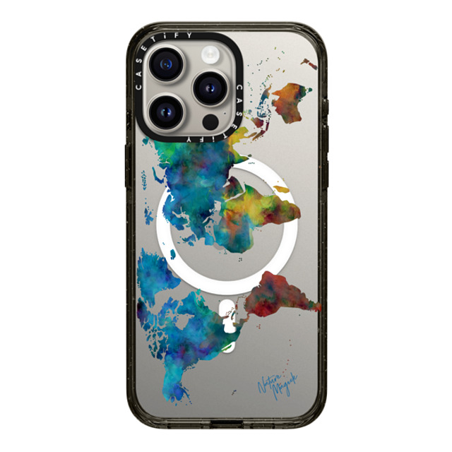 Nature Magick x CASETiFY iPhone 15 Pro Max ケース ブラック インパクトケース MagSafe対応 World Map Rainbow 2 Travel Adventure Watercolor Painting by Nature Magick Nature Magick x CASETiFY iPhone 15 Pro Max ケース ブラック インパクトケース MagSafe対応 World Map Rainbow 2 Travel Adventure Watercolor Painting by Nature Magick