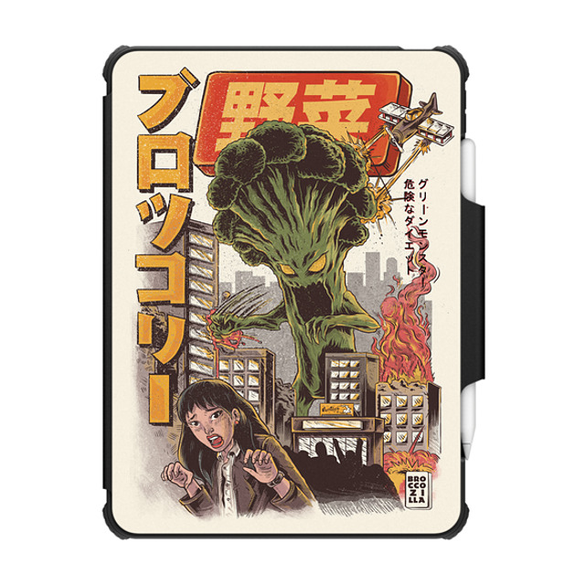 Ilustrata x CASETiFY iPad Pro 11-inch (第3/4世代) Food,Anime ブラック インパクト フォリオ ケース Broccozilla