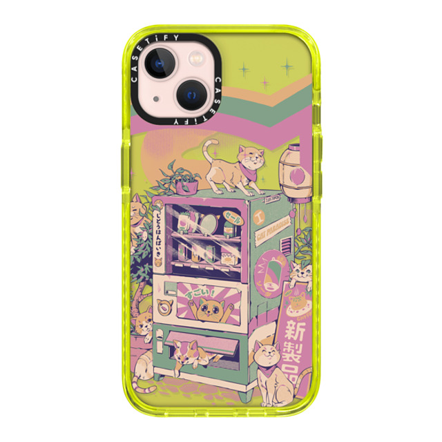 Ilustrata x CASETiFY iPhone 13 ケース ネオン イエロー インパクトケース Cat Vending Machine