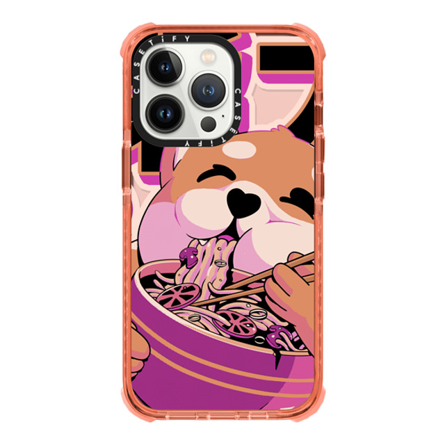 Ilustrata x CASETiFY iPhone 13 Pro ケース Peach ウルトラインパクトケース Shiba Noodles