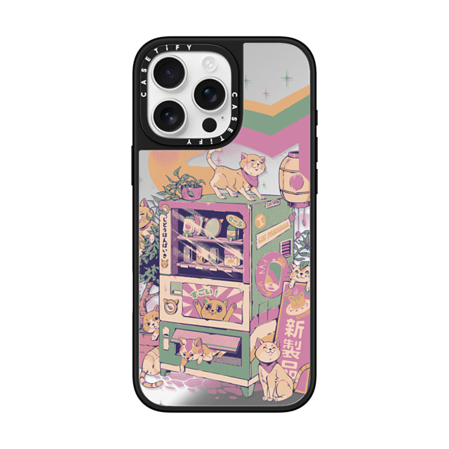 Ilustrata x CASETiFY iPhone 16 Pro Max ケース Silver on Black ミラーケース MagSafe対応 Cat Vending Machine