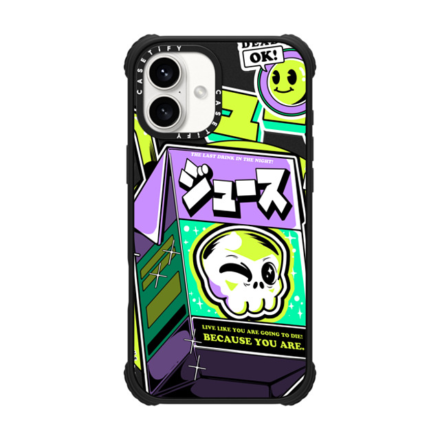 Ilustrata x CASETiFY iPhone 16 Plus ケース マットブラック ウルトラ インパクトケース MagSafe 対応 Japanese Juice