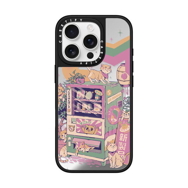 Ilustrata x CASETiFY iPhone 16 Pro ケース Silver on Black ミラーケース MagSafe対応 Cat Vending Machine