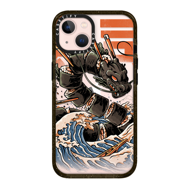 Ilustrata x CASETiFY iPhone 13 ケース ブラック インパクトケース Black Great Sushi Dragon