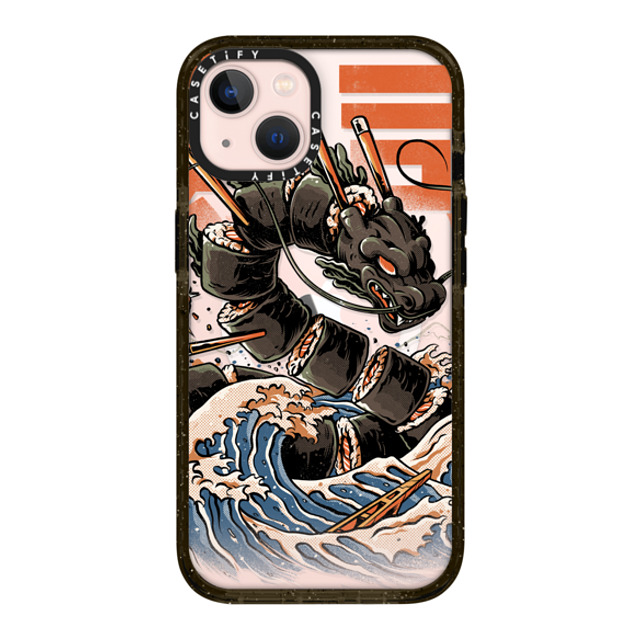 Ilustrata x CASETiFY iPhone 13 ケース ブラック インパクトケース MagSafe対応 Black Great Sushi Dragon