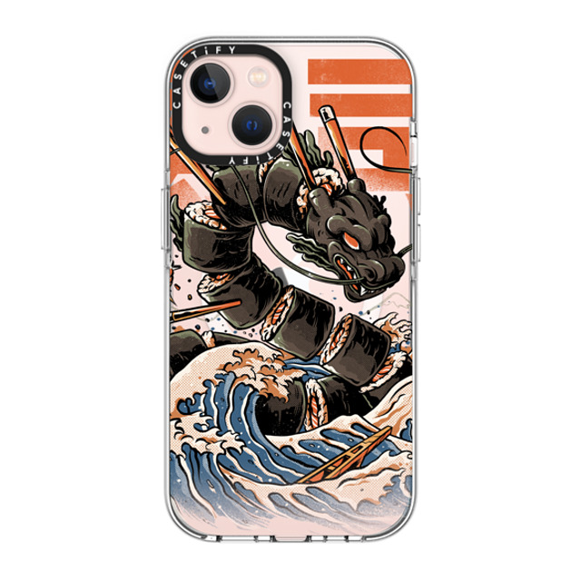 Ilustrata x CASETiFY iPhone 13 ケース クリア クリア ケース MagSafe対応 Black Great Sushi Dragon