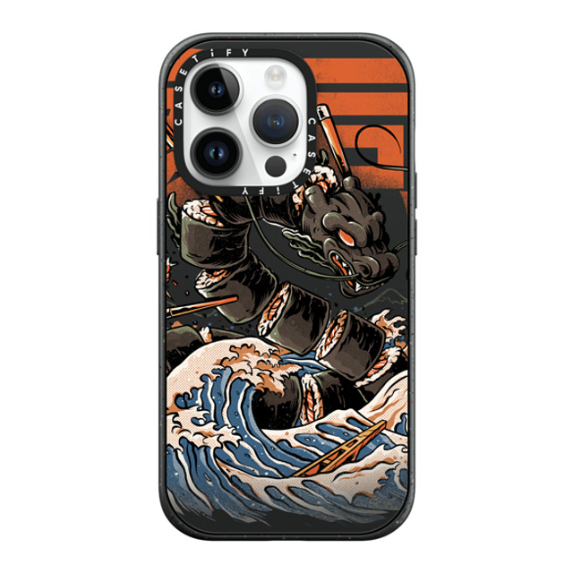 Ilustrata x CASETiFY iPhone 14 Pro ケース マットブラック インパクトケース MagSafe対応 Black Great Sushi Dragon