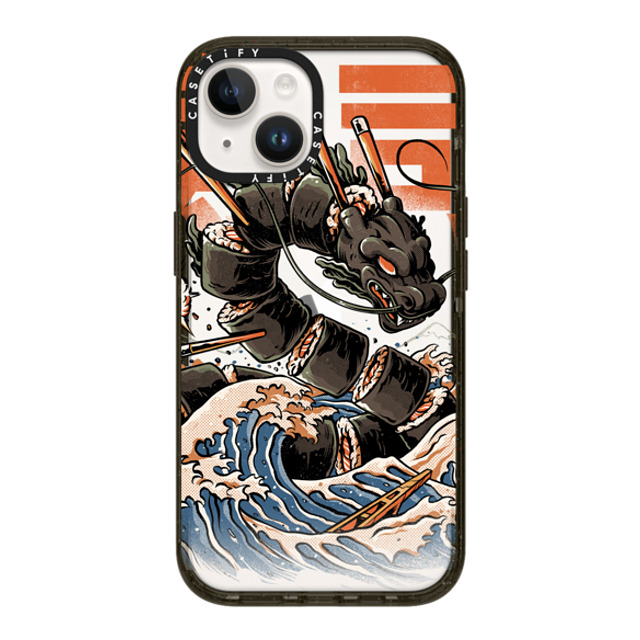 Ilustrata x CASETiFY iPhone 14 ケース ブラック インパクトケース Black Great Sushi Dragon