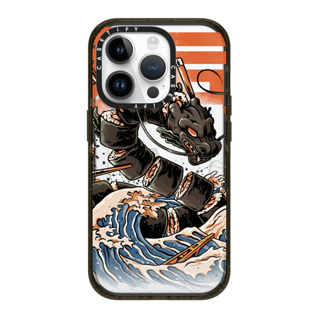 Ilustrata x CASETiFY iPhone 14 Pro ケース ブラック インパクトケース MagSafe対応 Black Great Sushi Dragon