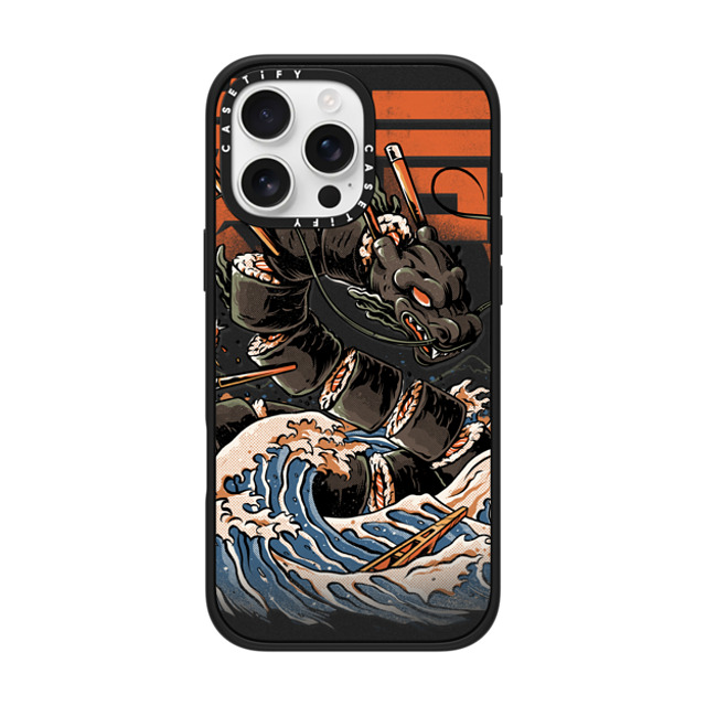 Ilustrata x CASETiFY iPhone 16 Pro Max ケース マットブラック インパクトケース Black Great Sushi Dragon