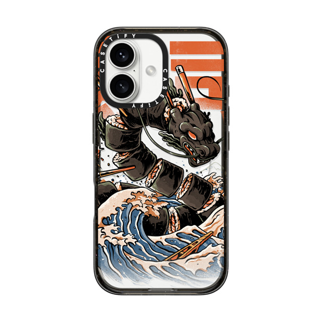 Ilustrata x CASETiFY iPhone 16 ケース ブラック インパクトケース MagSafe対応 Black Great Sushi Dragon