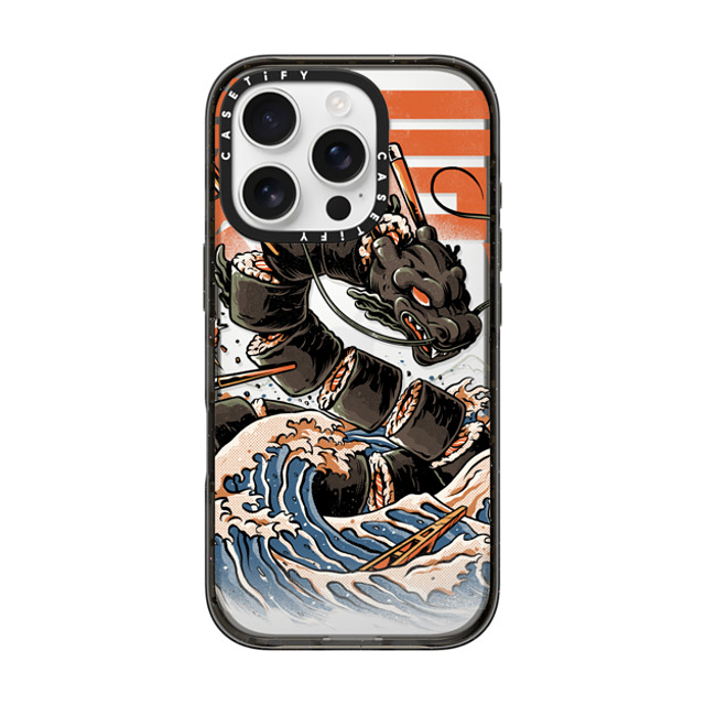 Ilustrata x CASETiFY iPhone 16 Pro ケース ブラック インパクトケース Black Great Sushi Dragon