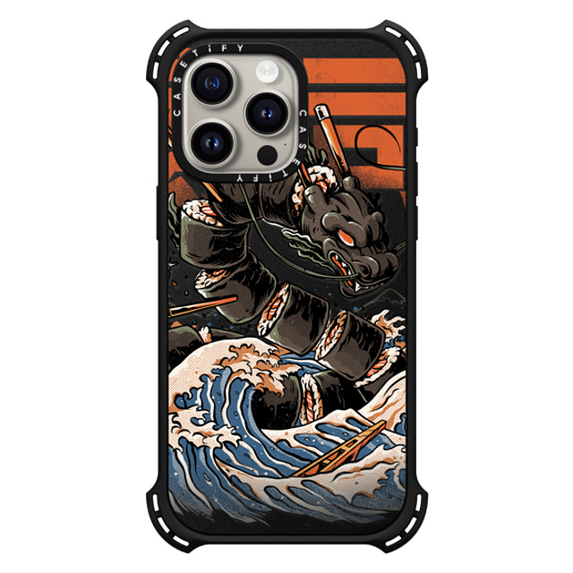 Ilustrata x CASETiFY iPhone 15 Pro Max ケース マットブラック バウンスケース Black Great Sushi Dragon Back to School Ilustrata x CASETiFY iPhone 15 Pro Max ケース マットブラック バウンスケース Black Great Sushi Dragon Back to School