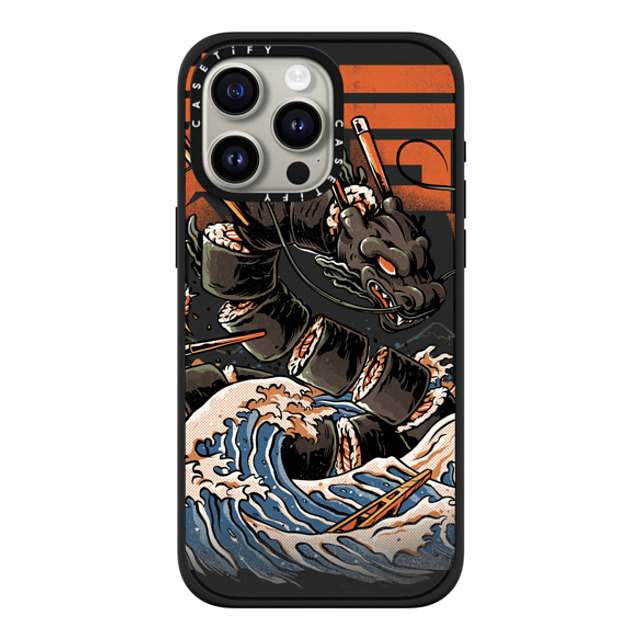 Ilustrata x CASETiFY iPhone 15 Pro Max ケース マットブラック インパクトケース MagSafe対応 Black Great Sushi Dragon