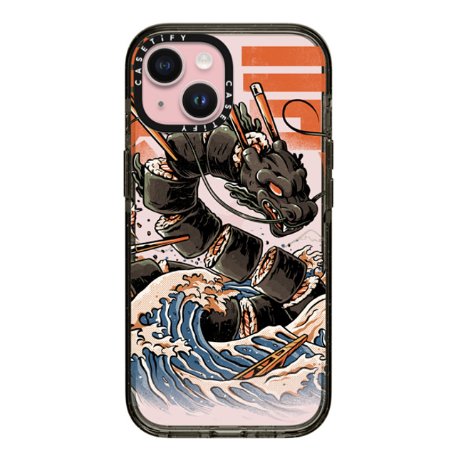 Ilustrata x CASETiFY iPhone 15 ケース ブラック インパクトケース Black Great Sushi Dragon