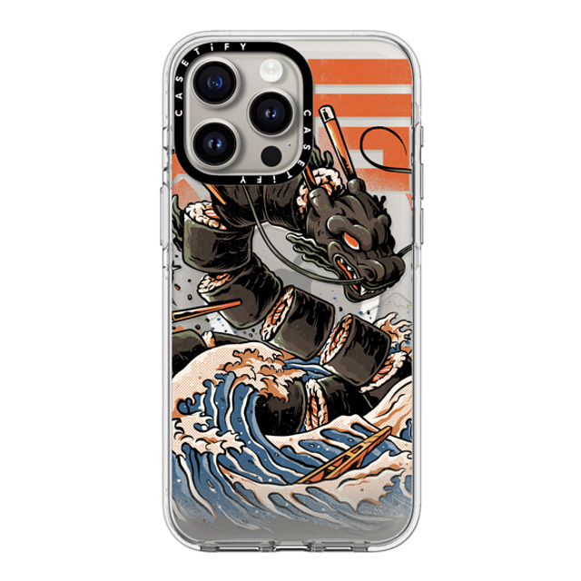 Ilustrata x CASETiFY iPhone 15 Pro Max ケース クリア クリア ケース MagSafe対応 Black Great Sushi Dragon