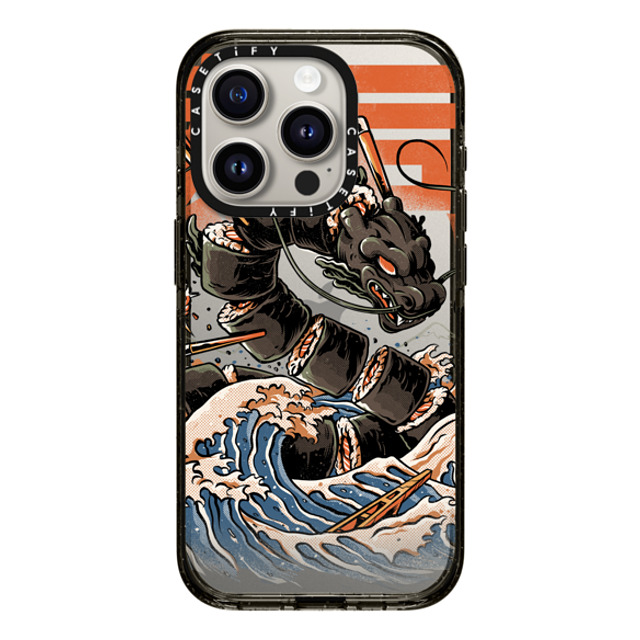 Ilustrata x CASETiFY iPhone 15 Pro ケース ブラック インパクトケース Black Great Sushi Dragon