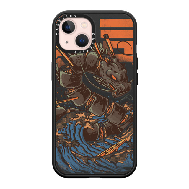 Ilustrata x CASETiFY iPhone 13 ケース マットブラック インパクトケース MagSafe対応 Great Sushi Dragon