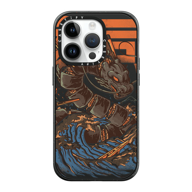 Ilustrata x CASETiFY iPhone 14 Pro ケース マットブラック インパクトケース MagSafe対応 Great Sushi Dragon