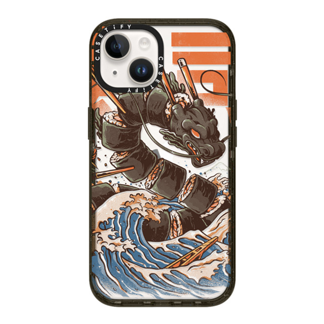 Ilustrata x CASETiFY iPhone 14 ケース ブラック インパクトケース Great Sushi Dragon