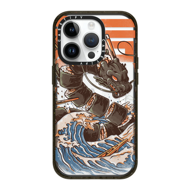 Ilustrata x CASETiFY iPhone 14 Pro ケース ブラック インパクトケース MagSafe対応 Great Sushi Dragon