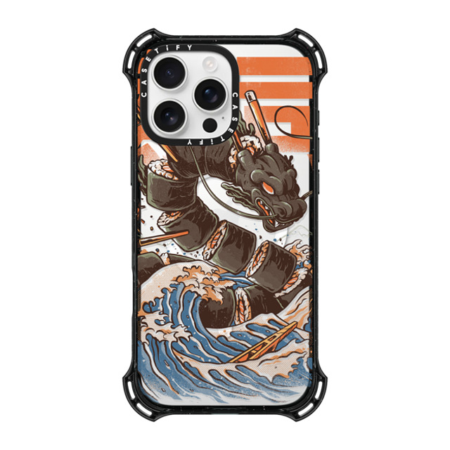 Ilustrata x CASETiFY iPhone 16 Pro Max ケース ブラック バウンスケース Great Sushi Dragon