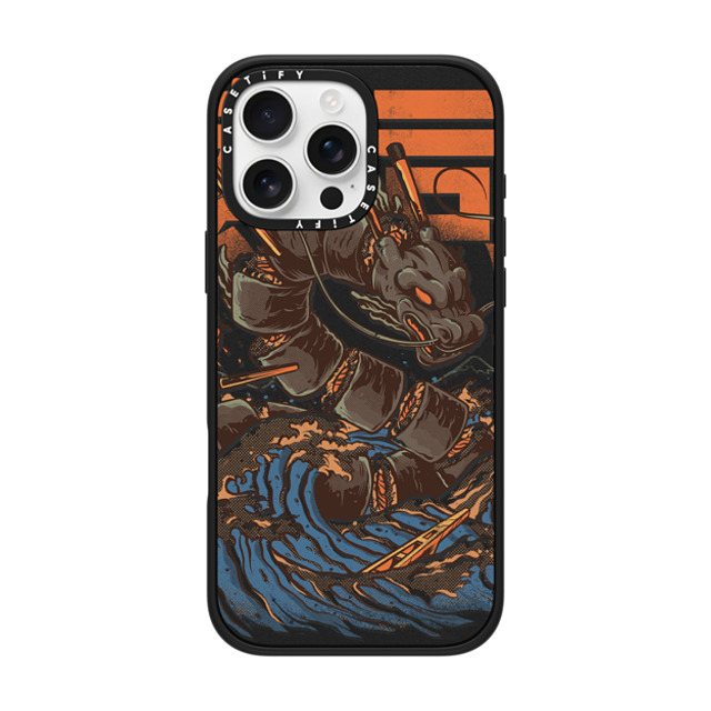 Ilustrata x CASETiFY iPhone 16 Pro Max ケース マットブラック インパクトケース MagSafe対応 Great Sushi Dragon