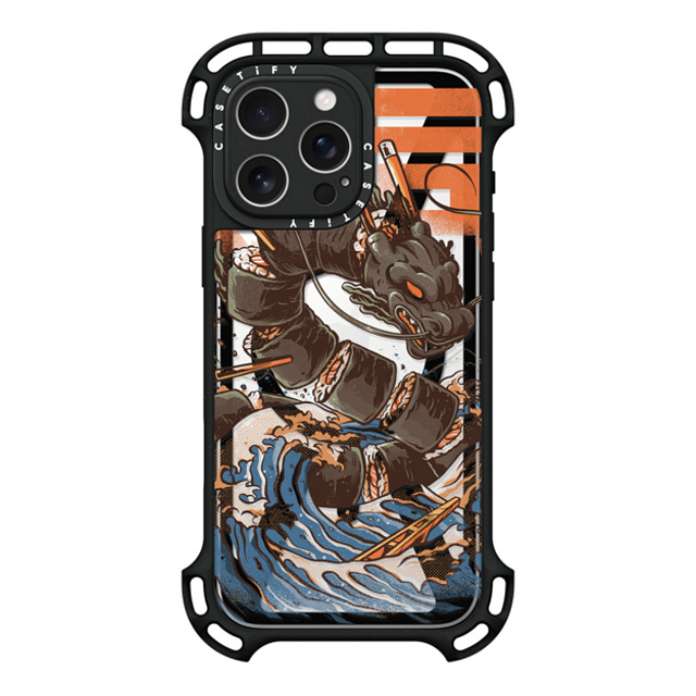 Ilustrata x CASETiFY iPhone 16 Pro Max ケース ブラック ウルトラ バウンスケース MagSafe対応 Great Sushi Dragon