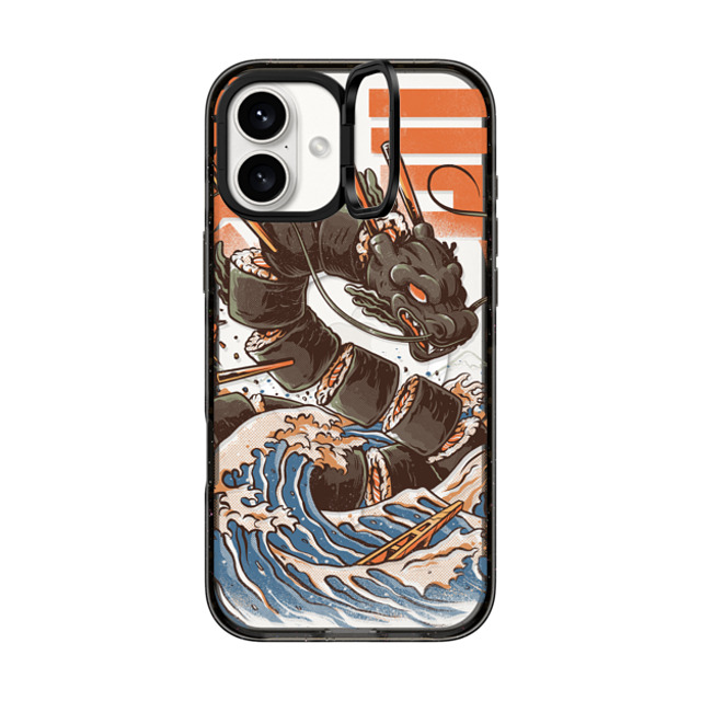 Ilustrata x CASETiFY iPhone 16 Plus Case Black インパクトリングスタンドケース MagSafe対応 Great Sushi Dragon Ilustrata x CASETiFY iPhone 16 Plus Case Black インパクトリングスタンドケース MagSafe対応 Great Sushi Dragon