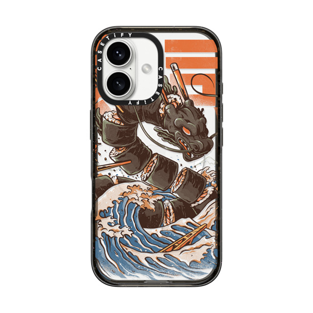 Ilustrata x CASETiFY iPhone 16 ケース ブラック インパクトケース MagSafe対応 Great Sushi Dragon