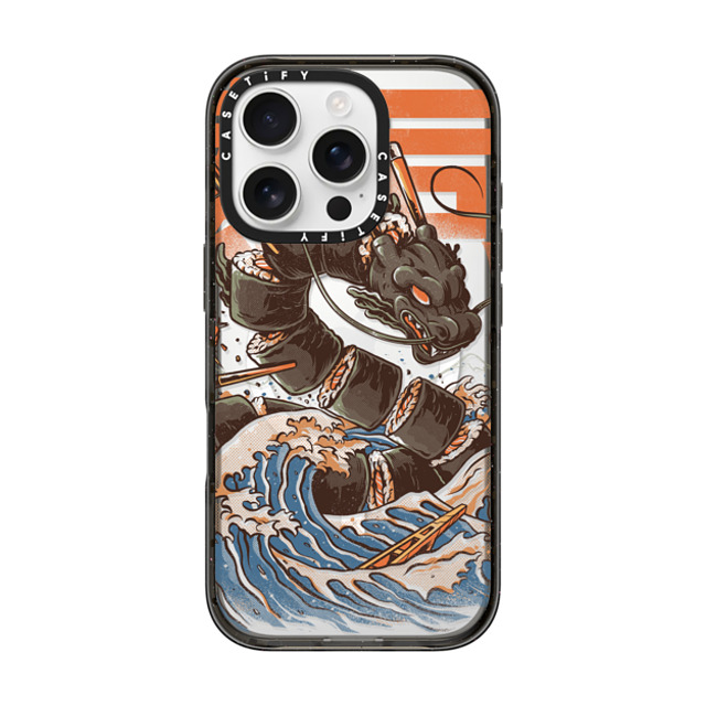 Ilustrata x CASETiFY iPhone 16 Pro ケース ブラック インパクトケース MagSafe対応 Great Sushi Dragon