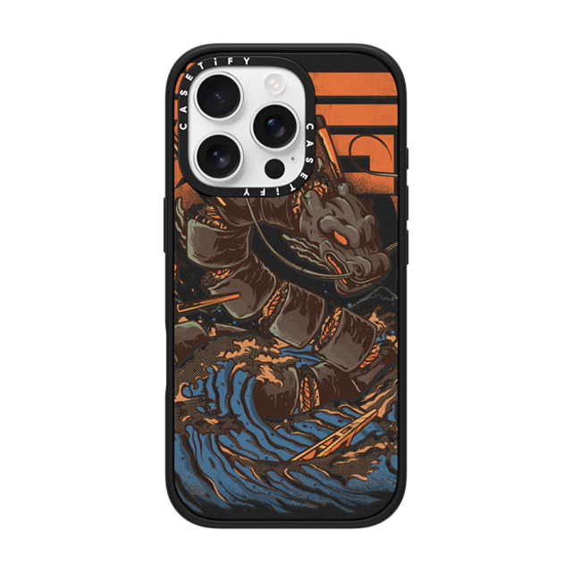 Ilustrata x CASETiFY iPhone 16 Pro ケース マットブラック インパクトケース MagSafe対応 Great Sushi Dragon