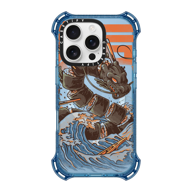 Ilustrata x CASETiFY iPhone 16 Pro ケース ベイビーブルー バウンスケース Great Sushi Dragon