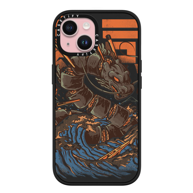 Ilustrata x CASETiFY iPhone 15 ケース マットブラック インパクトケース MagSafe対応 Great Sushi Dragon